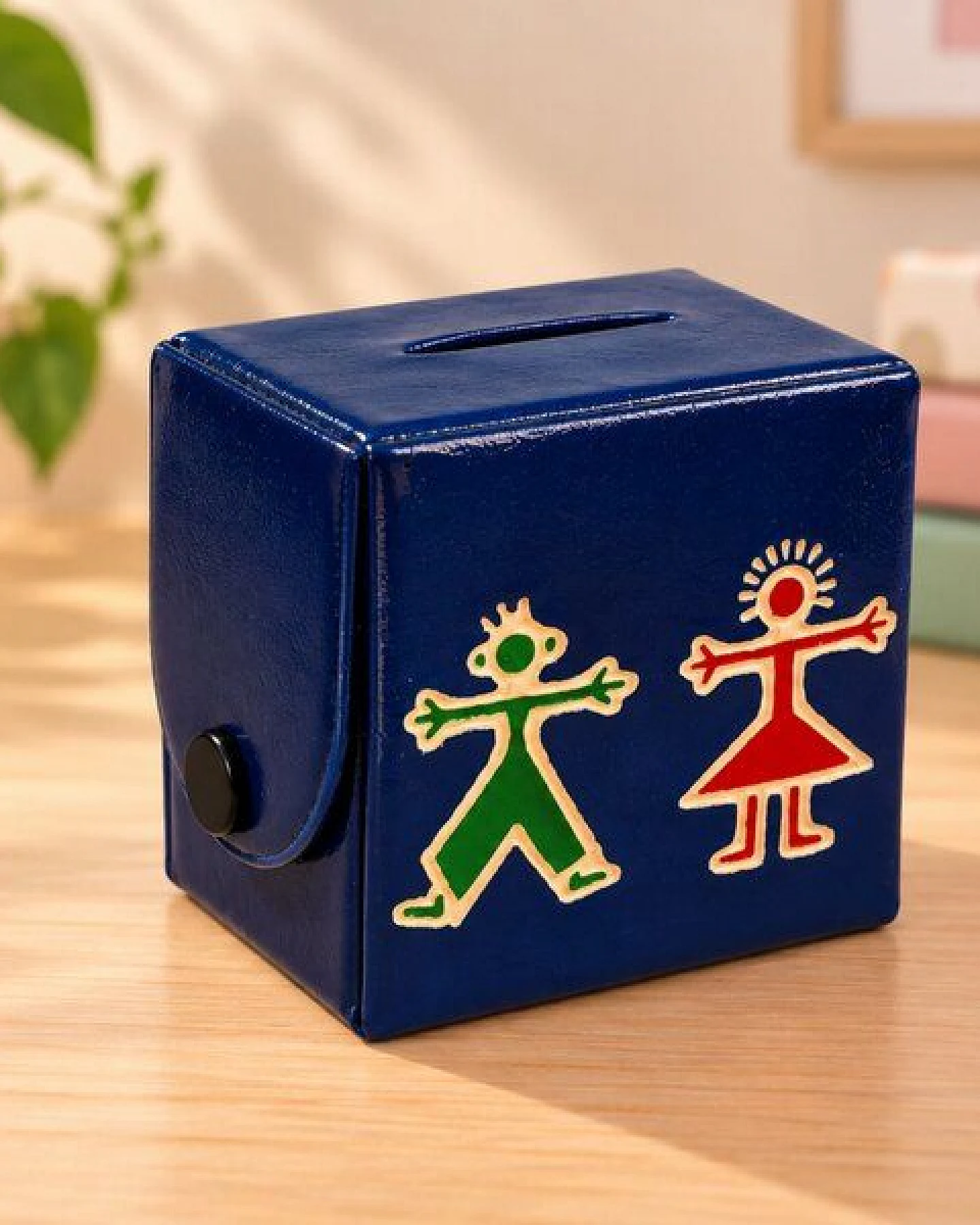 Janselo Harmony Kinder-Spardose aus Shanti-Leder in Blau – Ansicht 2