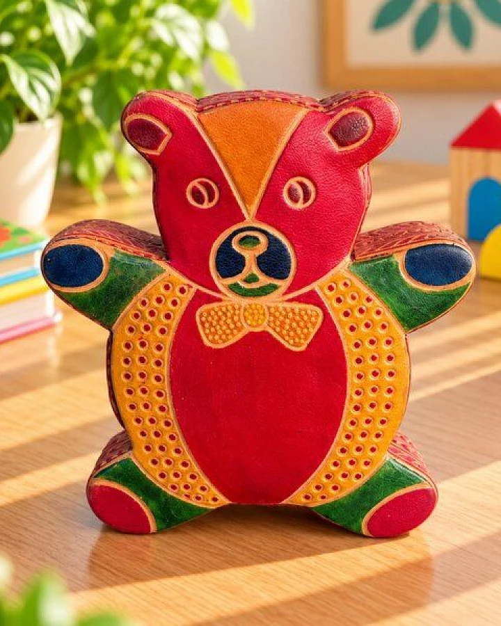 Janselo Teddybär Kinder-Spardose aus Shanti-Leder