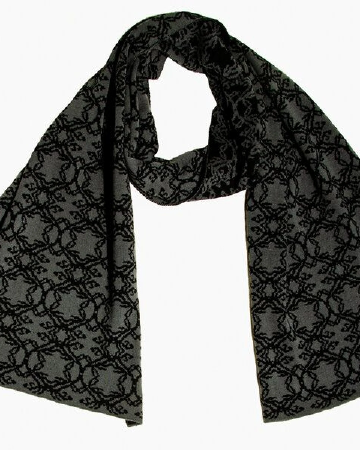 LANARTO slow fashion Schal Muster 'Kranz' zweifarbig gestrickt aus Merinowolle – Ansicht 2