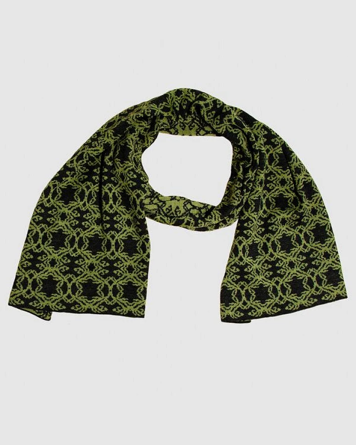 LANARTO slow fashion Schal Muster 'Kranz' zweifarbig gestrickt aus mulesingfreier Merinowolle