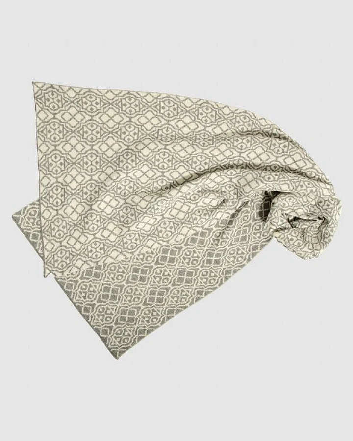 LANARTO slow fashion Schal Muster 'Netz' zweifarbig gestrickt aus mulesingfreier Merinowolle