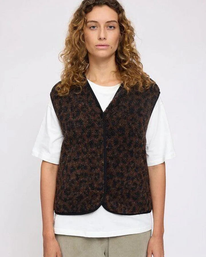 Mazine Printed Teddy Weste mit Leo-Muster