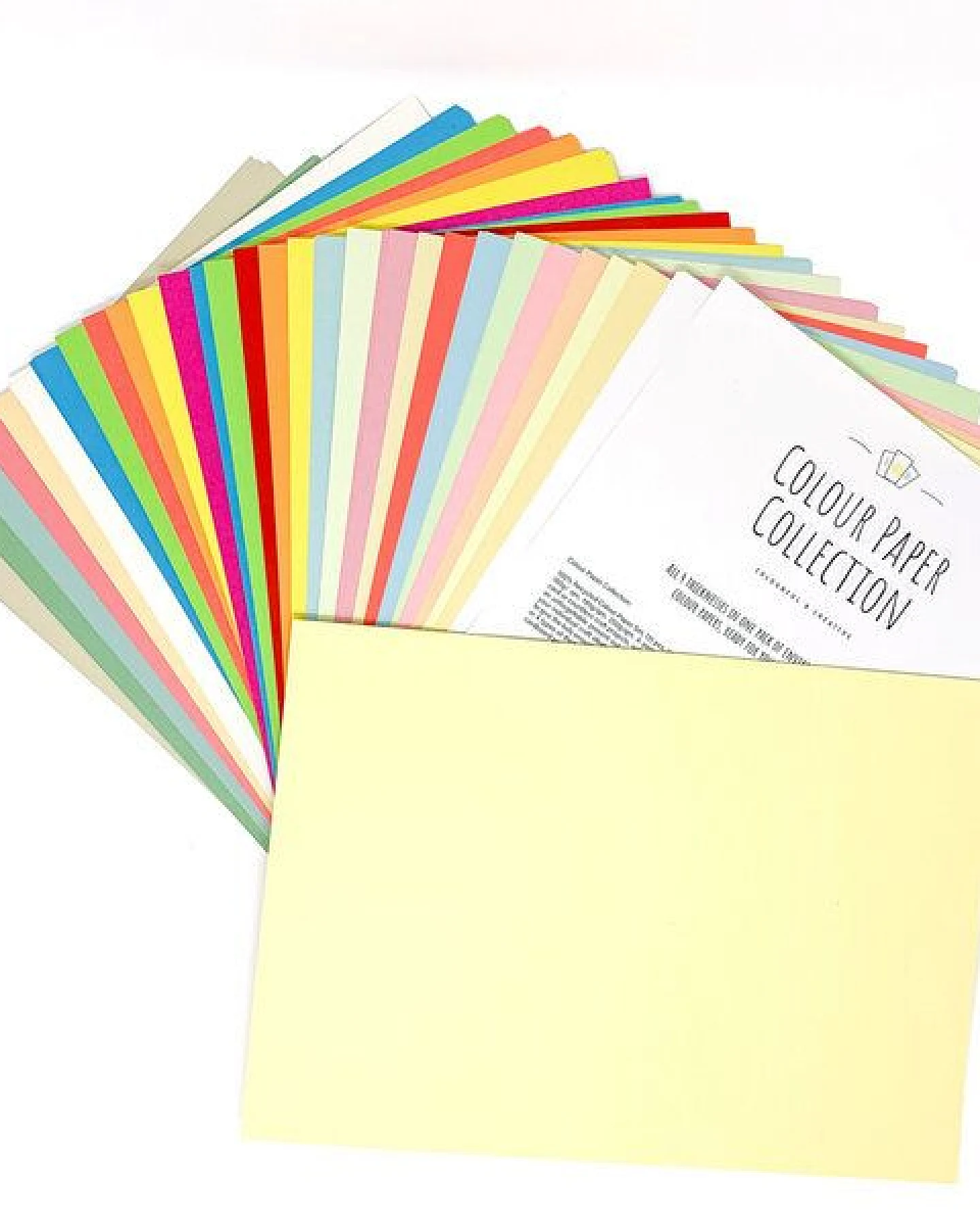 PepMelon Bastelpapier, Farbpapier - Sammlung - 100% recyceltes Farbpapierset, 136 Stück, 25 Farben in 80g/qm, 160g/qm, 190g/qm, 250g/qm – Ansicht 3