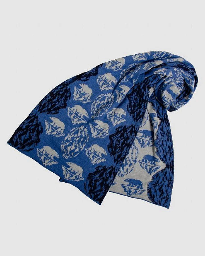 LANARTO slow fashion Schal Muster 'Eisbär' zweifarbig gestrickt aus mulesingfreier Merinowolle"