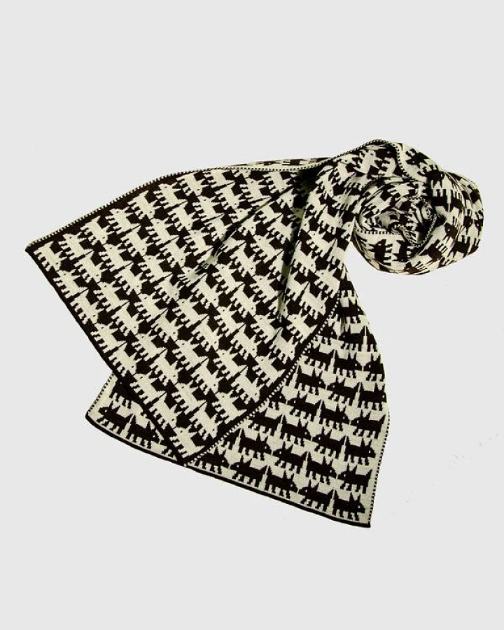 LANARTO slow fashion Schal Muster 'Hund' zweifarbig gestrickt aus Merinowolle