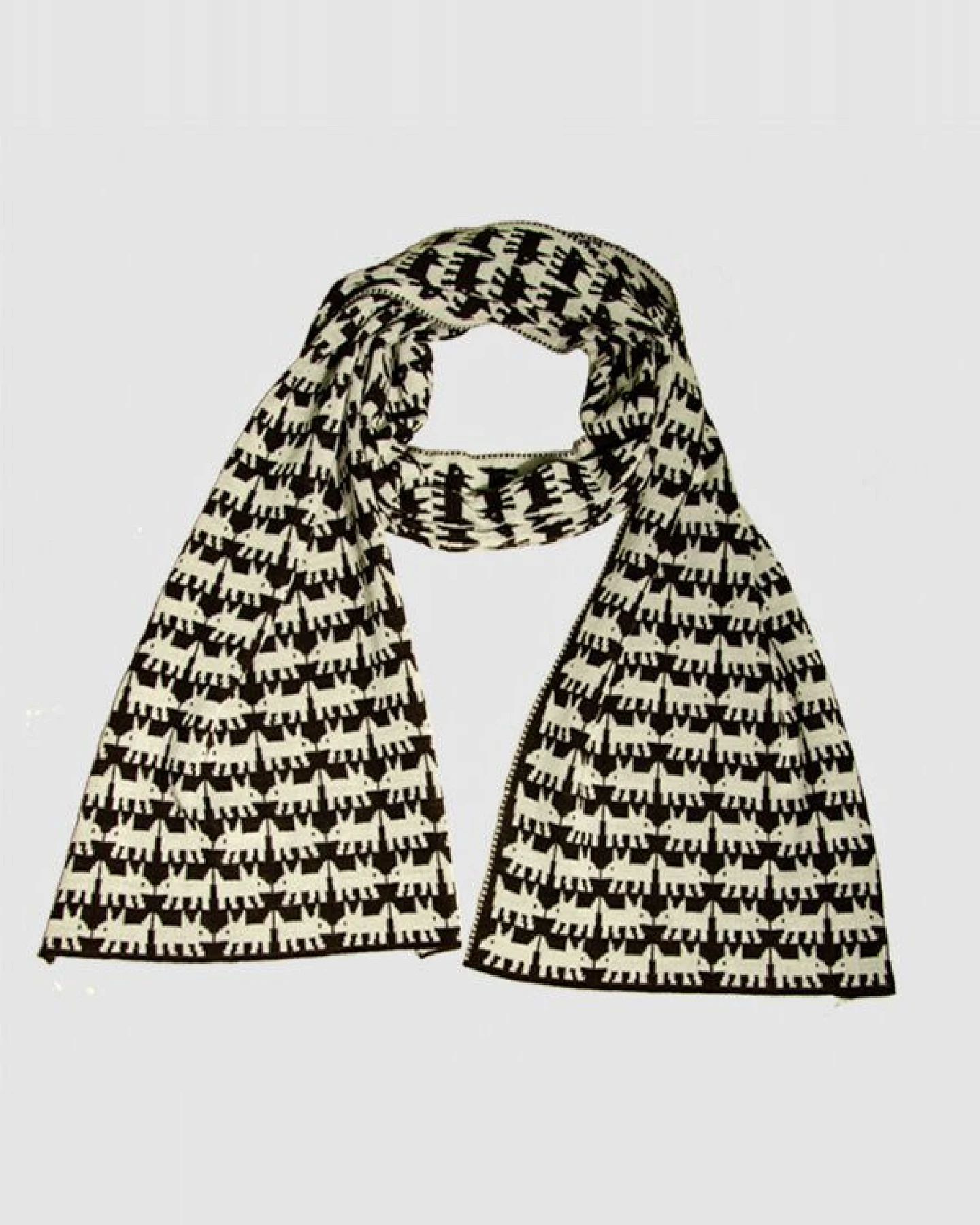 LANARTO slow fashion Schal Muster 'Hund' zweifarbig gestrickt aus Merinowolle – Ansicht 2
