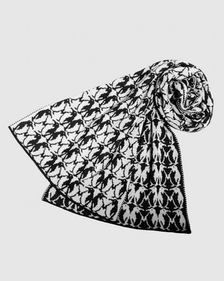 LANARTO slow fashion Schal Muster 'Pinguin' zweifarbig gestrickt aus Merinowolle