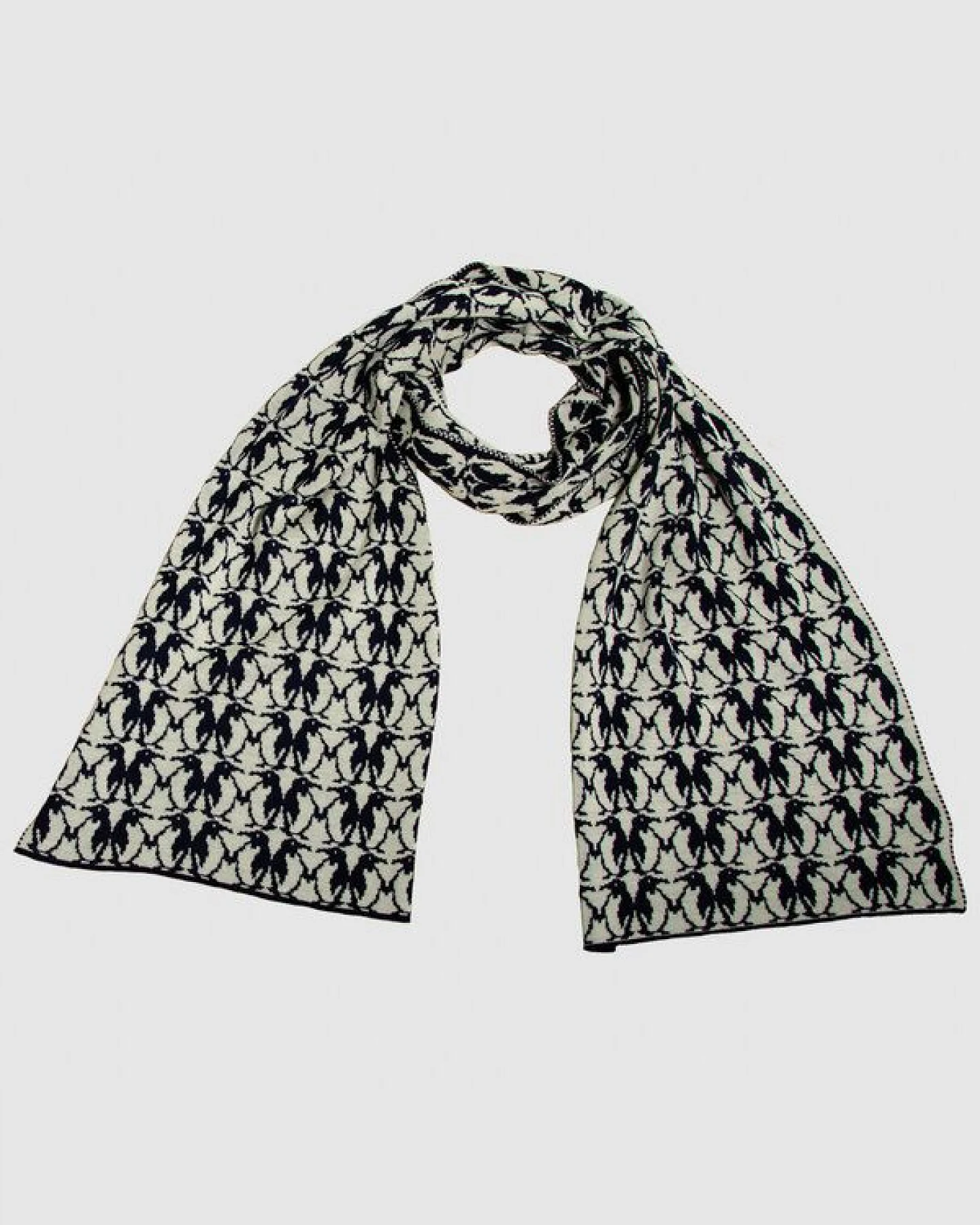 LANARTO slow fashion Schal Muster 'Pinguin' zweifarbig gestrickt aus Merinowolle – Ansicht 2