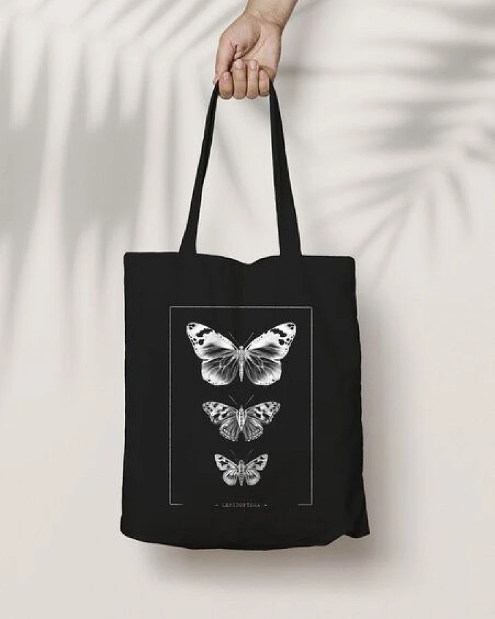 Bio-Baumwolltasche bedruckt - Schmetterlinge - Fairtrade - schwarz // ShellyCreates