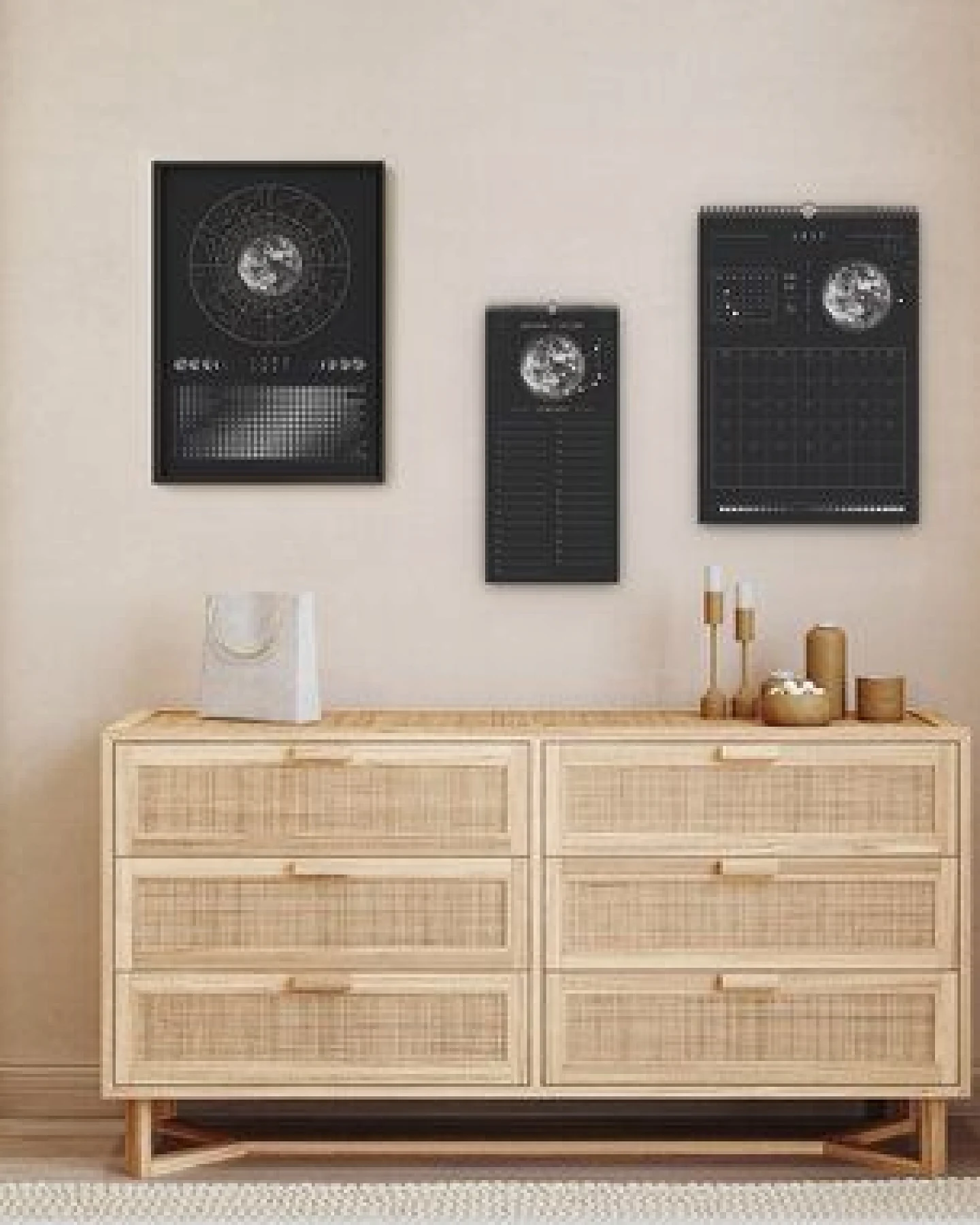 Mondkalender 2027 - Poster A3, A4 - schwarz, beige // ShellyCreates – Ansicht 4