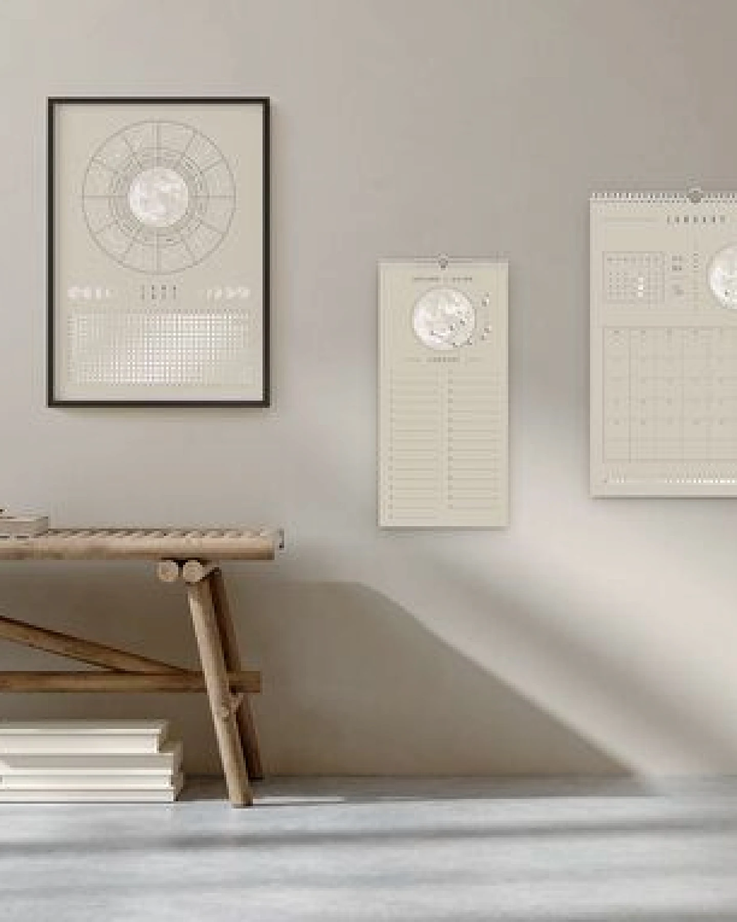 Mondkalender 2027 - Poster A3, A4 - schwarz, beige // ShellyCreates – Ansicht 4
