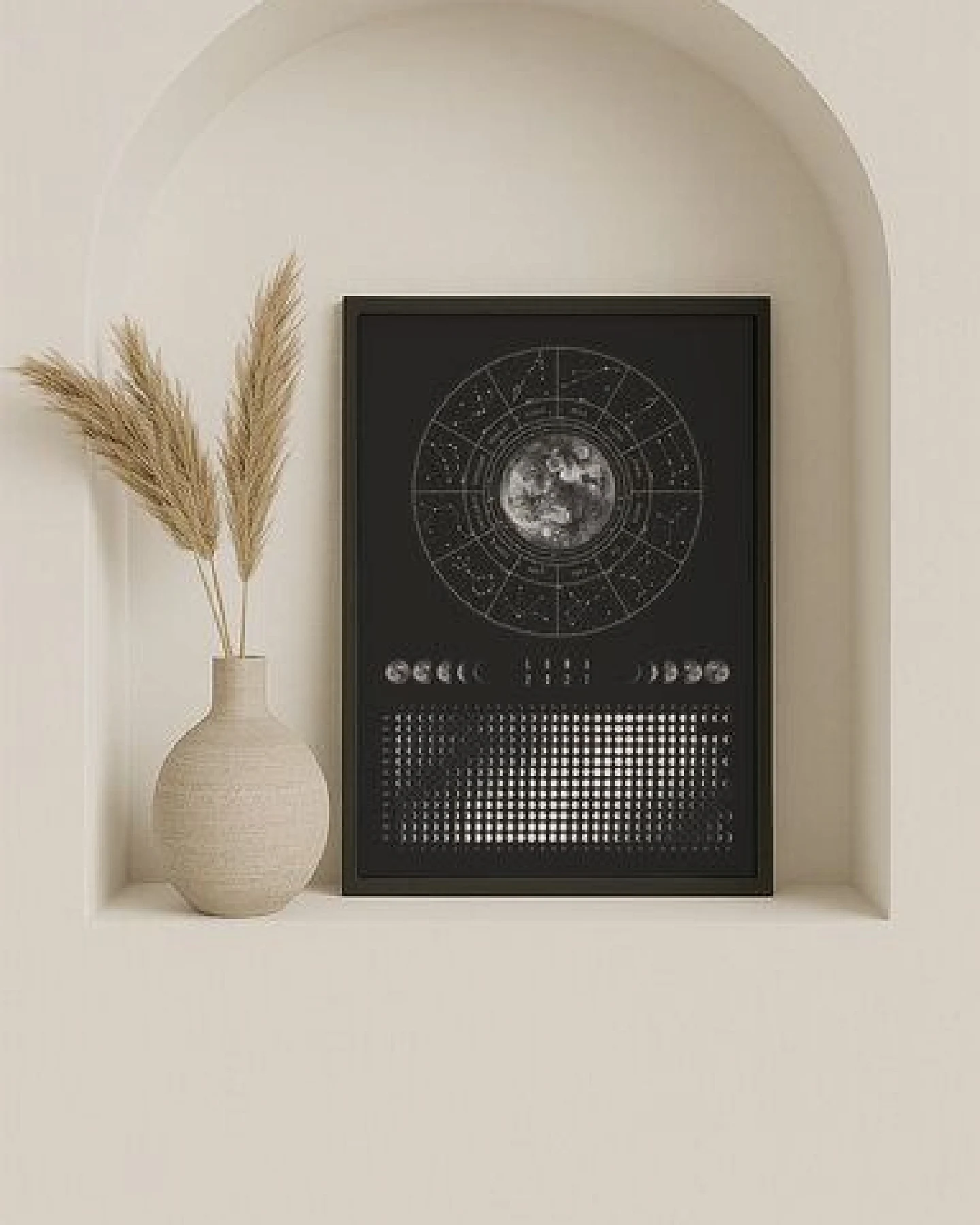 Mondkalender 2027 - Poster A3, A4 - schwarz, beige // ShellyCreates – Ansicht 2