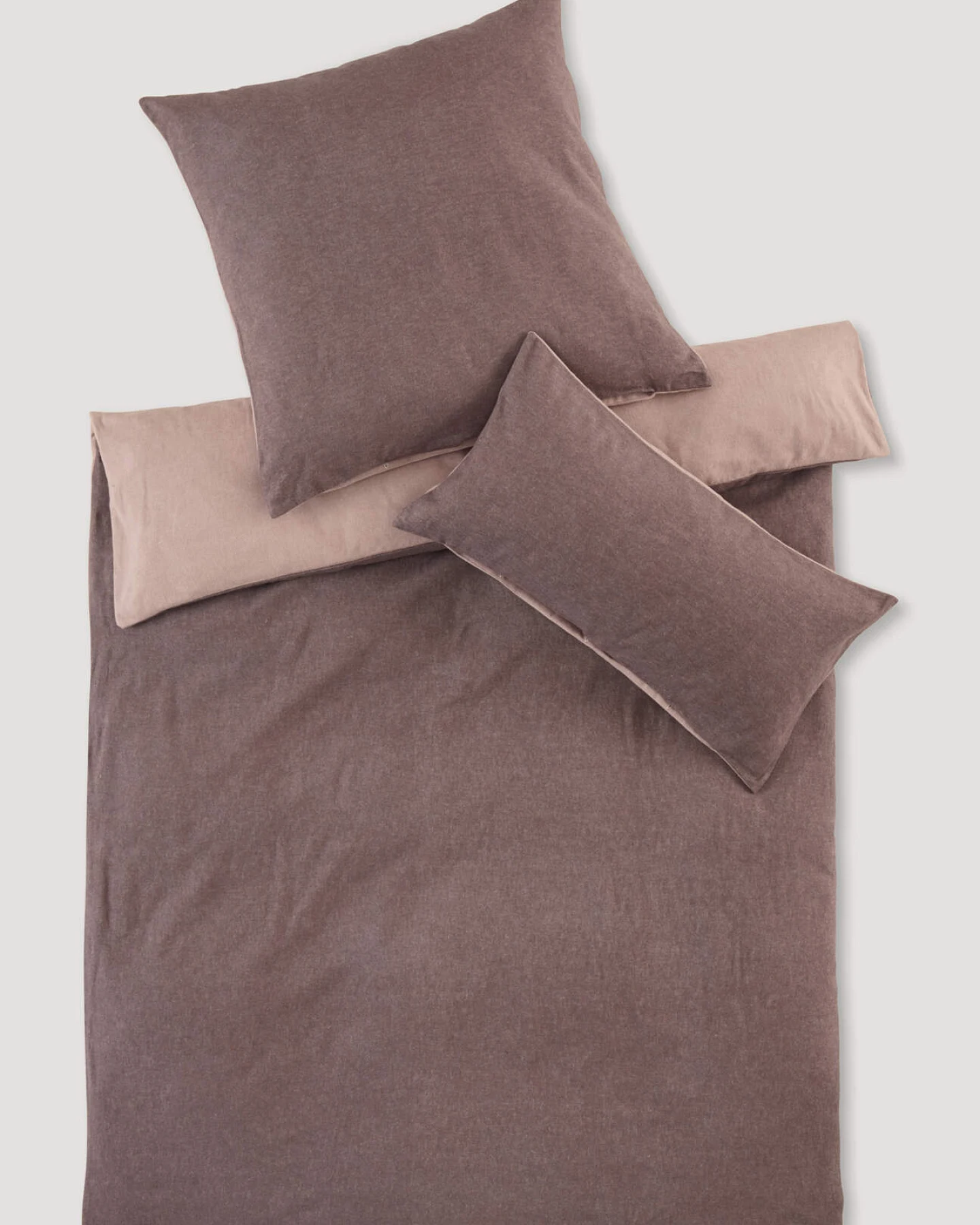 hessnatur Biber Wende-Bettwäsche-Set aus Bio-Baumwolle - braun - Größe 135x200 / 40x80 cm – Ansicht 3