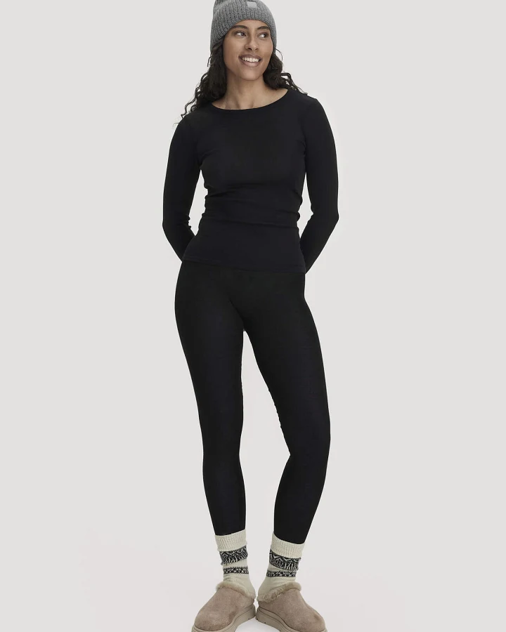 Produktseite: hessnatur Damen Longsleeve PURE FUNCTION aus Bio-Merinowolle mit Seide - schwarz - Größe 34