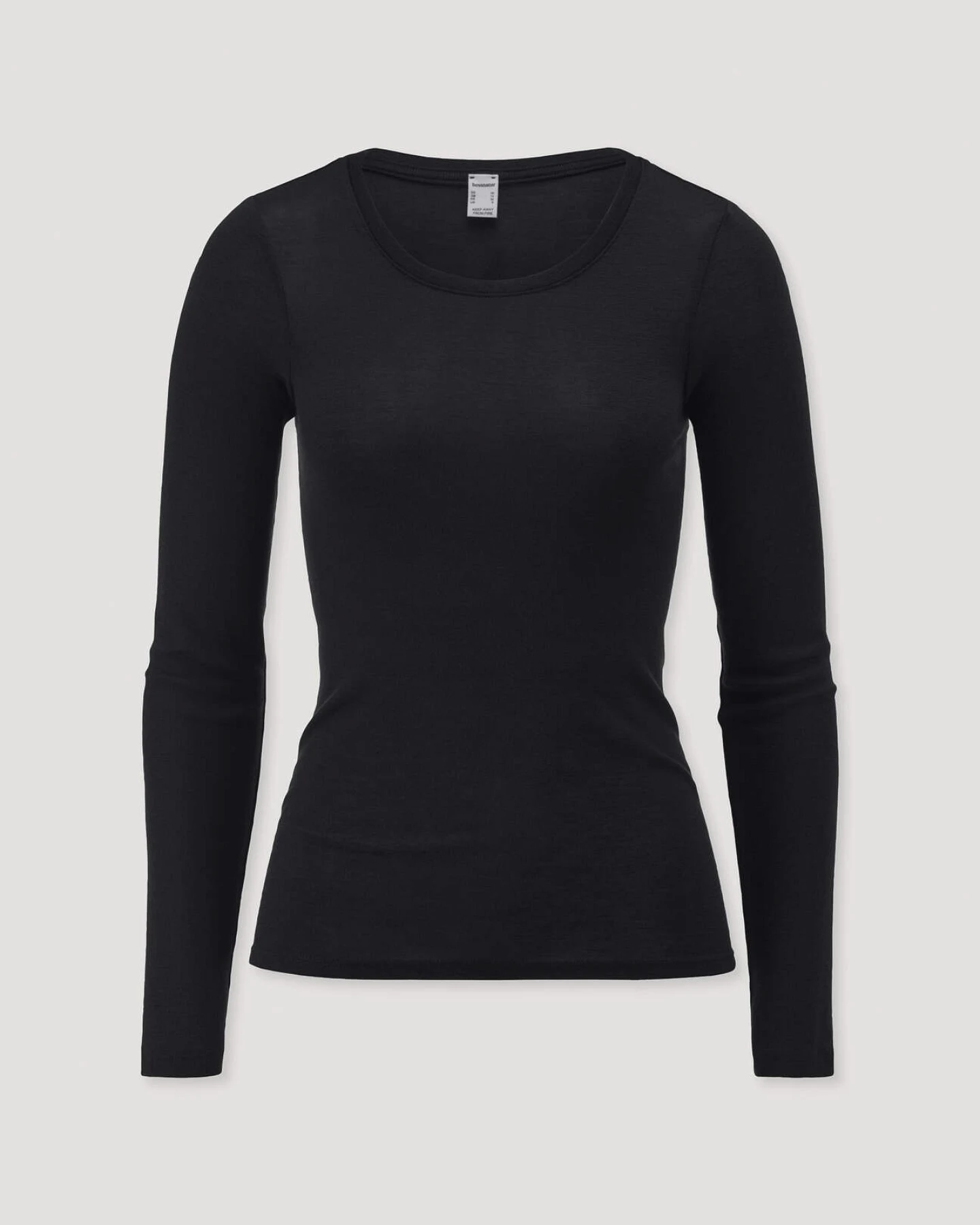 hessnatur Damen Longsleeve PURE FUNCTION aus Bio-Merinowolle mit Seide - schwarz - Größe 42 – Ansicht 3