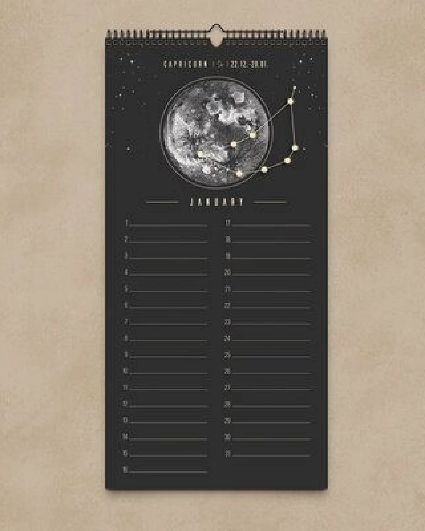 Ewiger Kalender Boho schwarz, beige // Geburtstagskalender Wandkalender 2027 – Ansicht 2