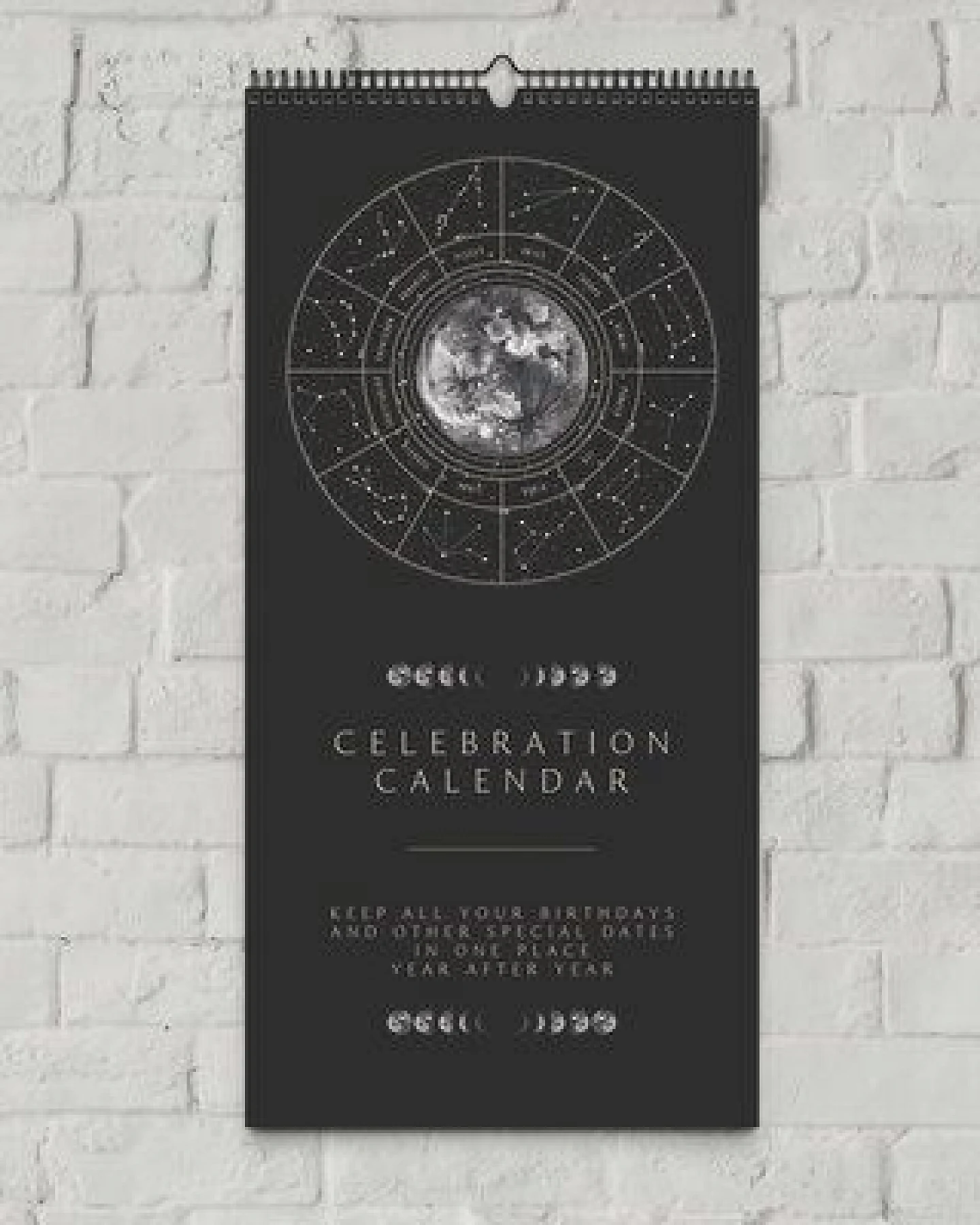 Ewiger Kalender Boho schwarz, beige // Geburtstagskalender Wandkalender 2027 – Ansicht 4
