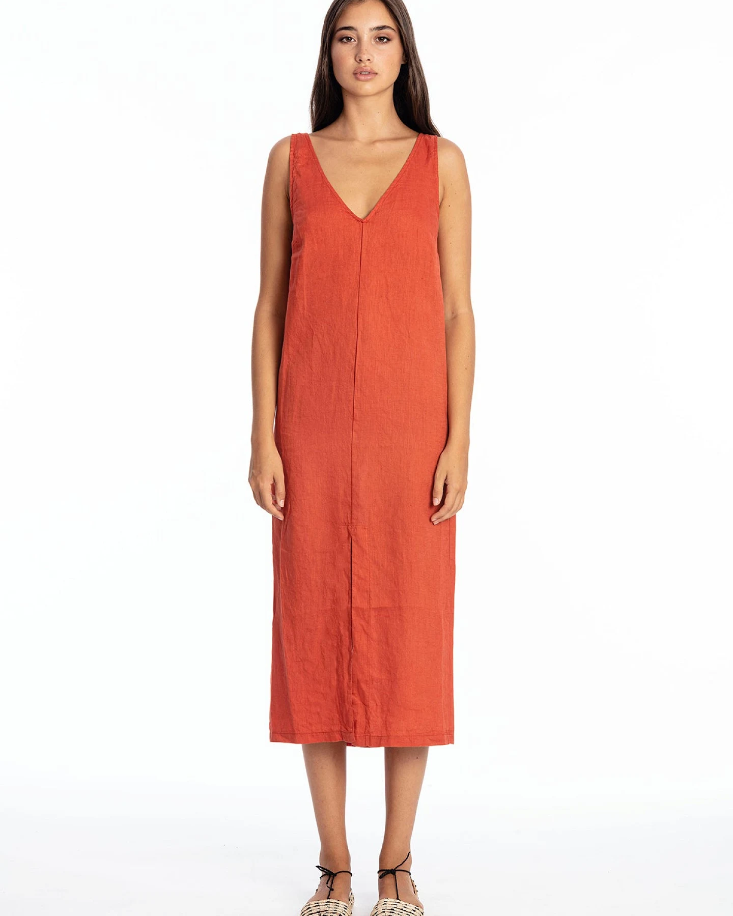 RAVENS VIEW IBIZA Damen vegan Kleid Chlöe Terrakotta Orange – Ansicht 2