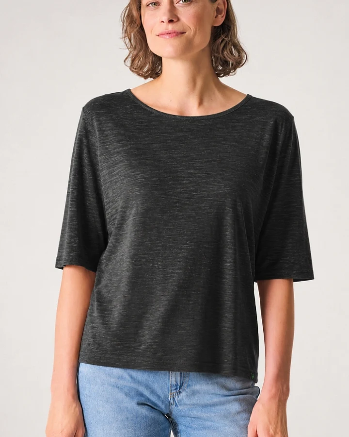Hempage Damen vegan T-Shirt Casual Fit Schwarz