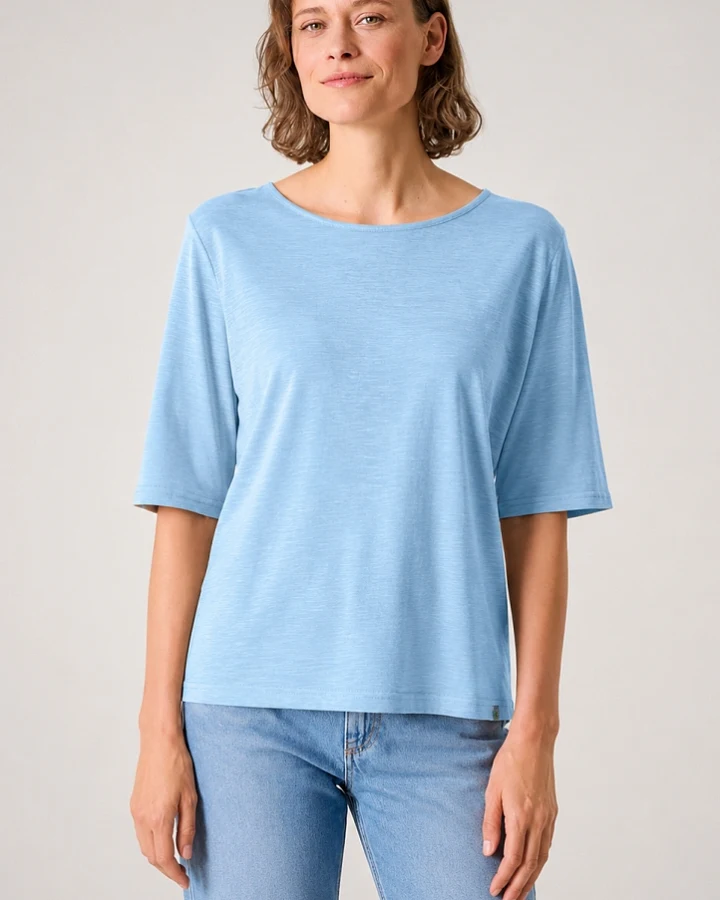 Hempage Damen vegan T-Shirt Casual Fit Gletscherblau