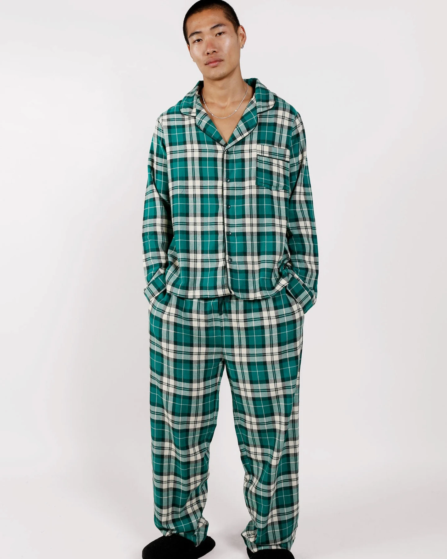 KOMODO Herren vegan Pyjama-Set Jim Jam Grün – Ansicht 2