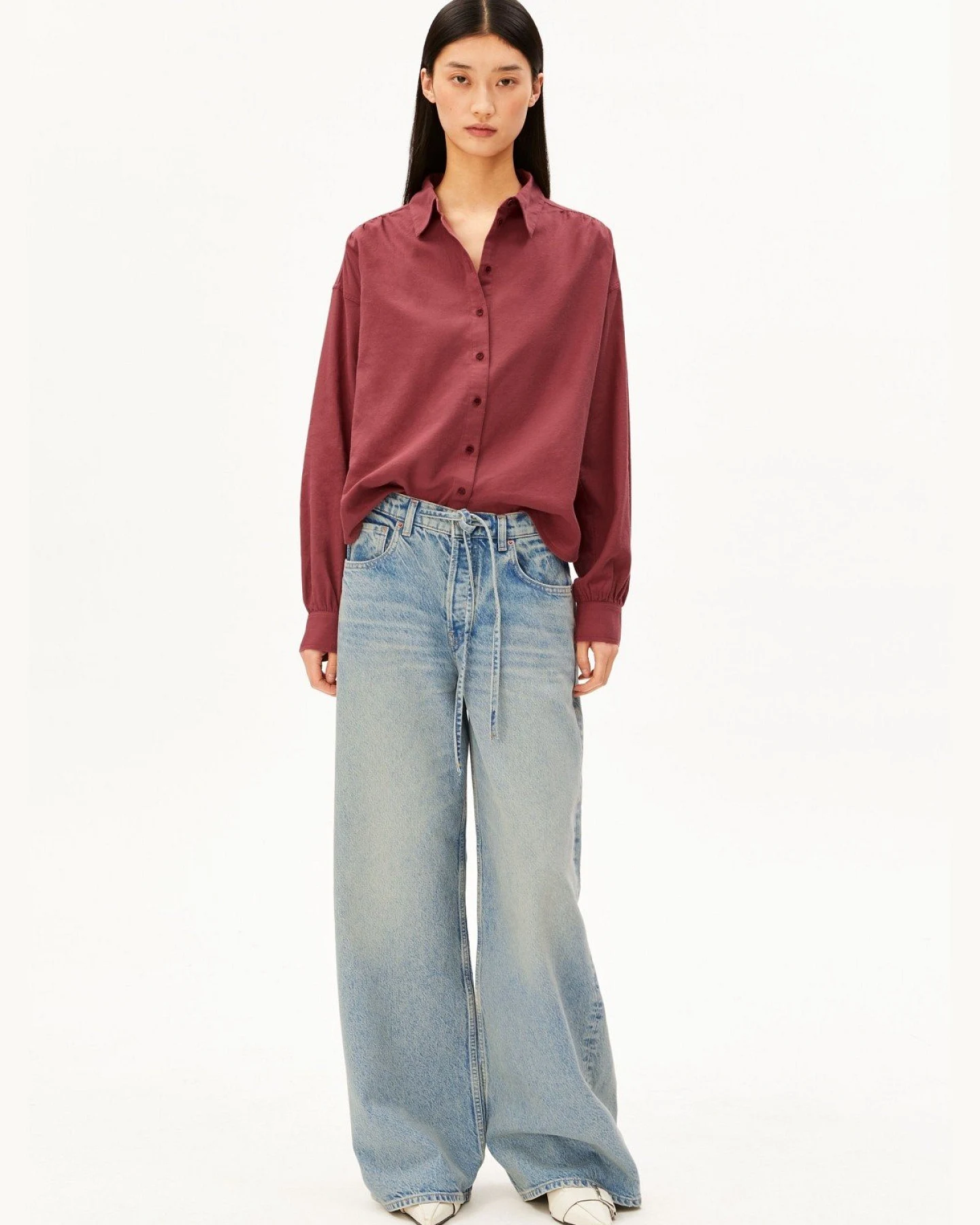 Bluse Efinaraa Flanell Rot – Ansicht 3