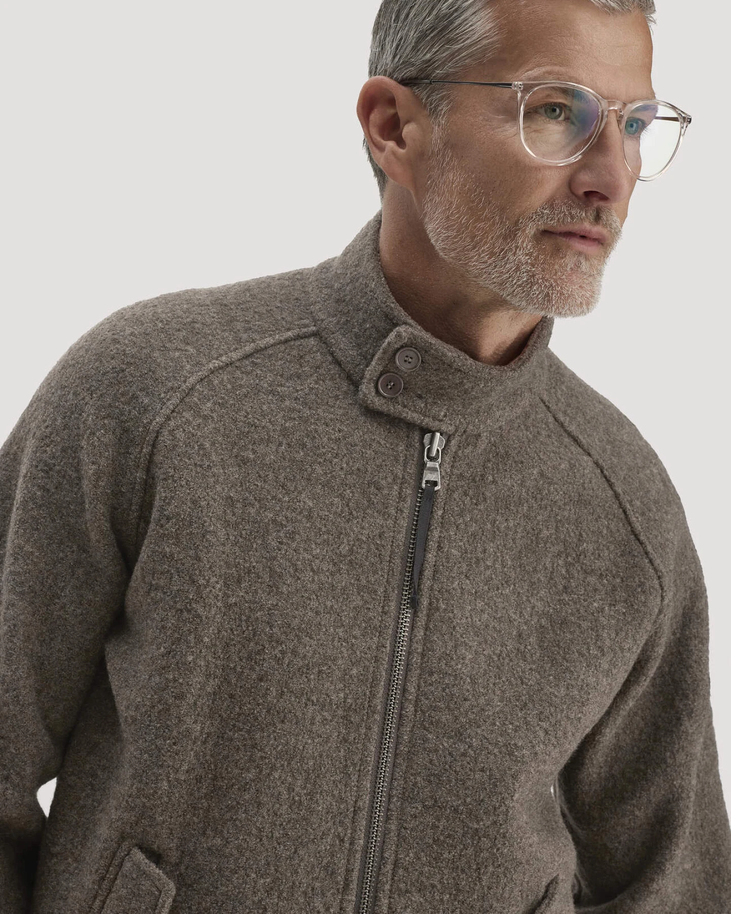 hessnatur Herren Harrington Walk Jacke Regular aus Bio-Merinowolle - braun - Größe 46 – Ansicht 4