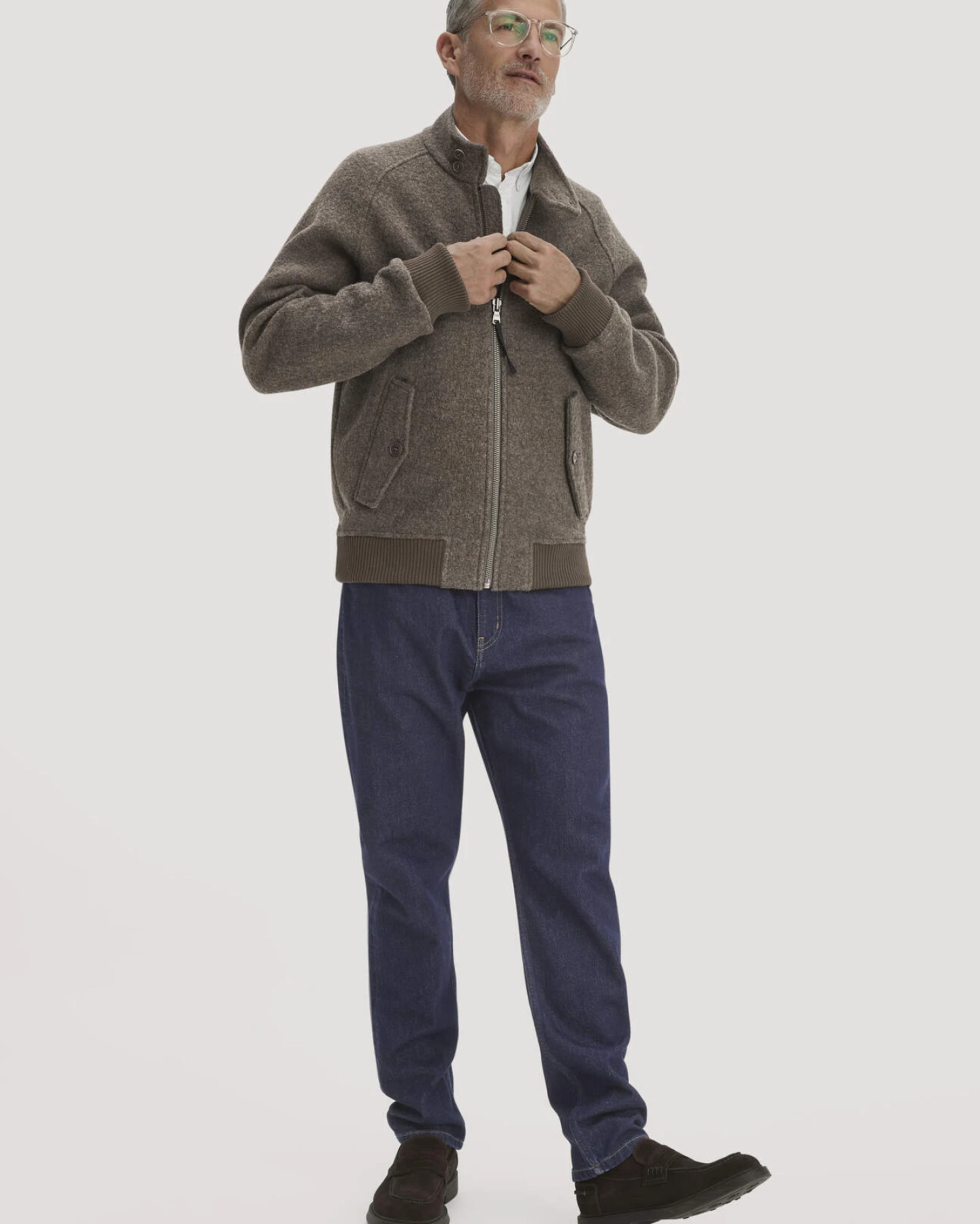 hessnatur Herren Harrington Walk Jacke Regular aus Bio-Merinowolle - braun - Größe 52 – Ansicht 2