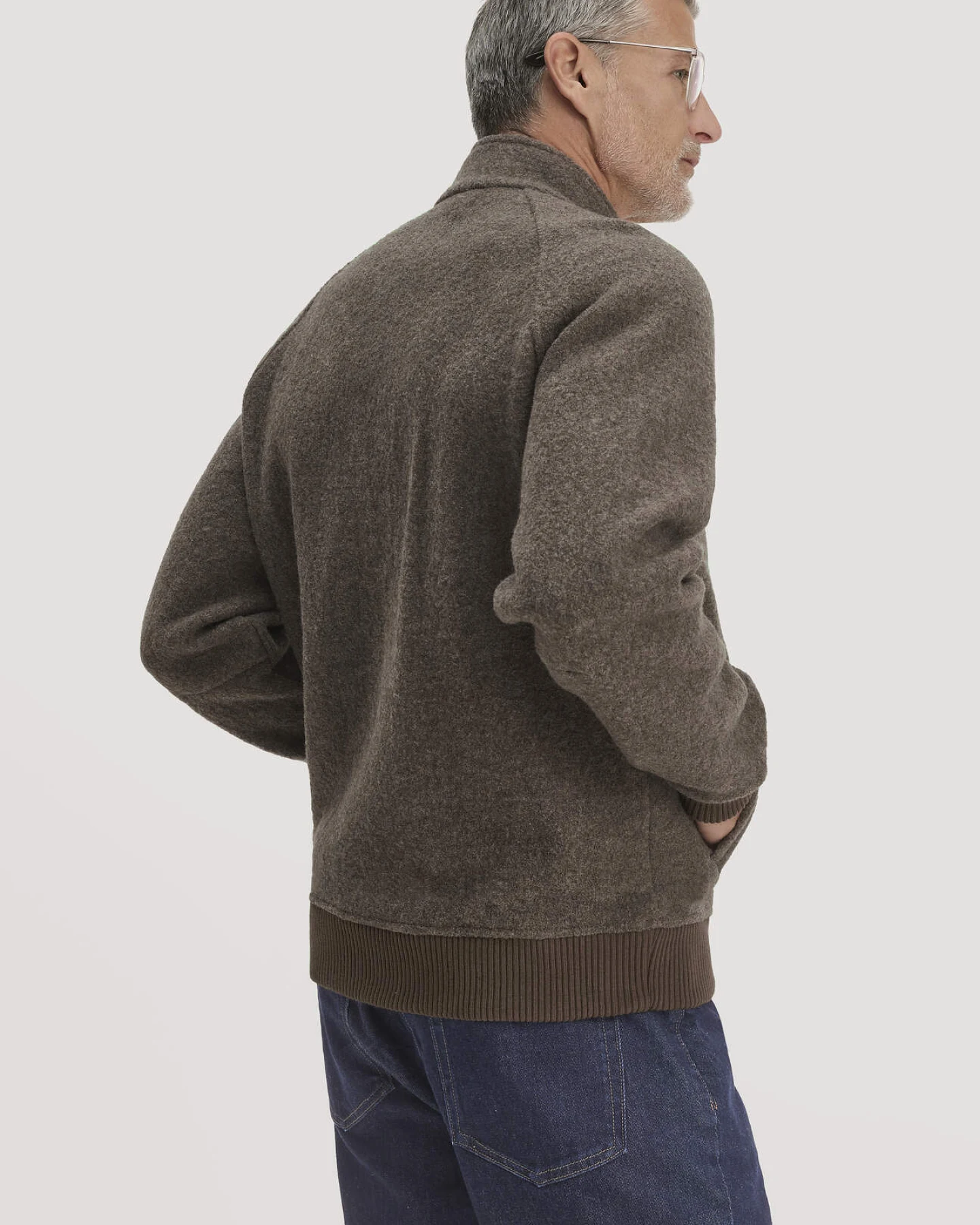 hessnatur Herren Harrington Walk Jacke Regular aus Bio-Merinowolle - braun - Größe 54 – Ansicht 3