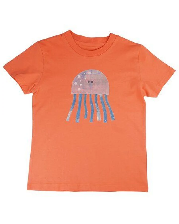 MELAdi Kinder Shirt aus Biobaumwolle - Qualle auf Orange