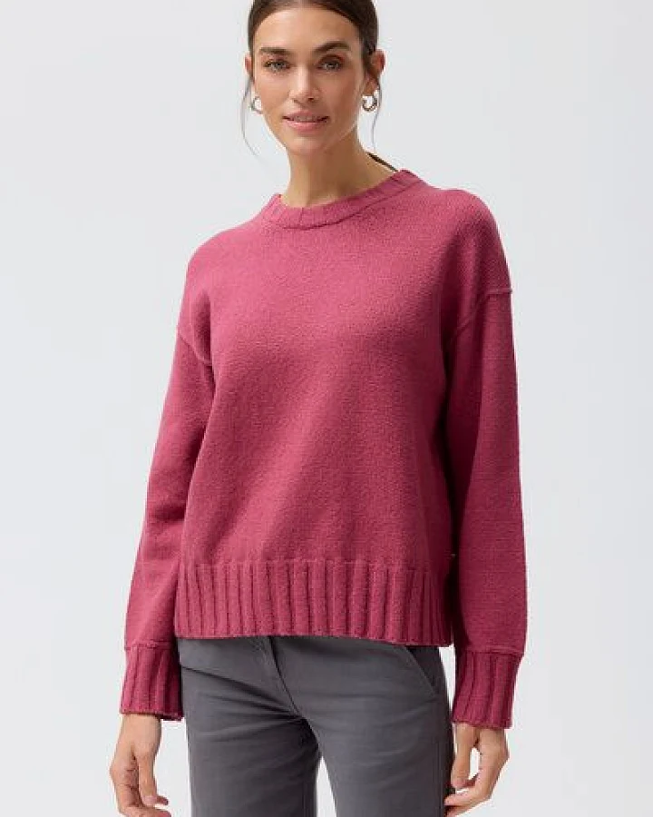 People Wear Organic Bouclèstrick Pullover, rot uni