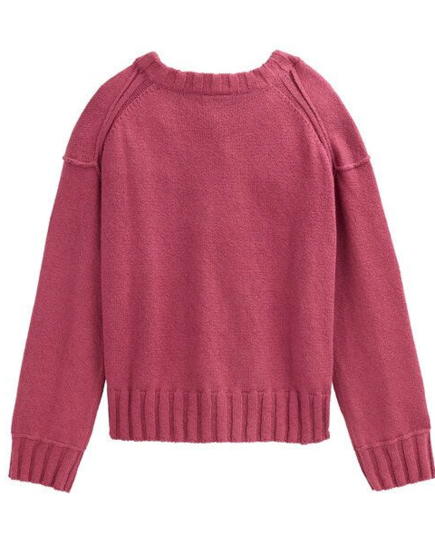People Wear Organic Bouclèstrick Pullover, rot uni – Ansicht 4