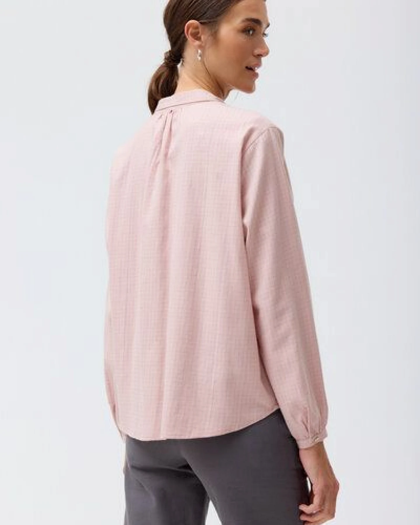 People Wear Organic Flanell Langarm Bluse, rosa kariert – Ansicht 2