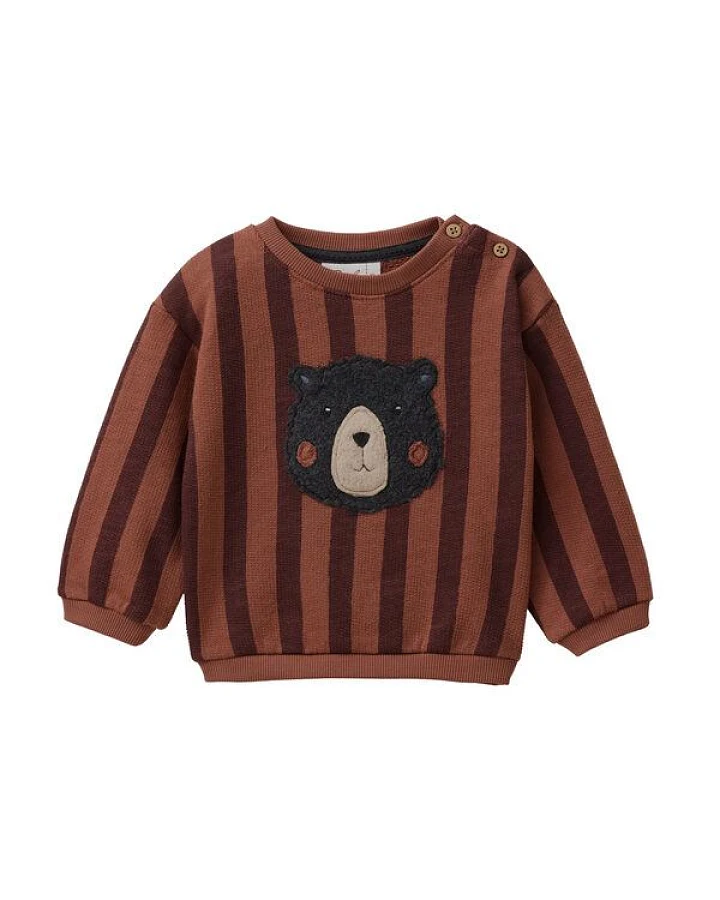 People Wear Organic Sweat Pullover, braun gestreift, "Bär"