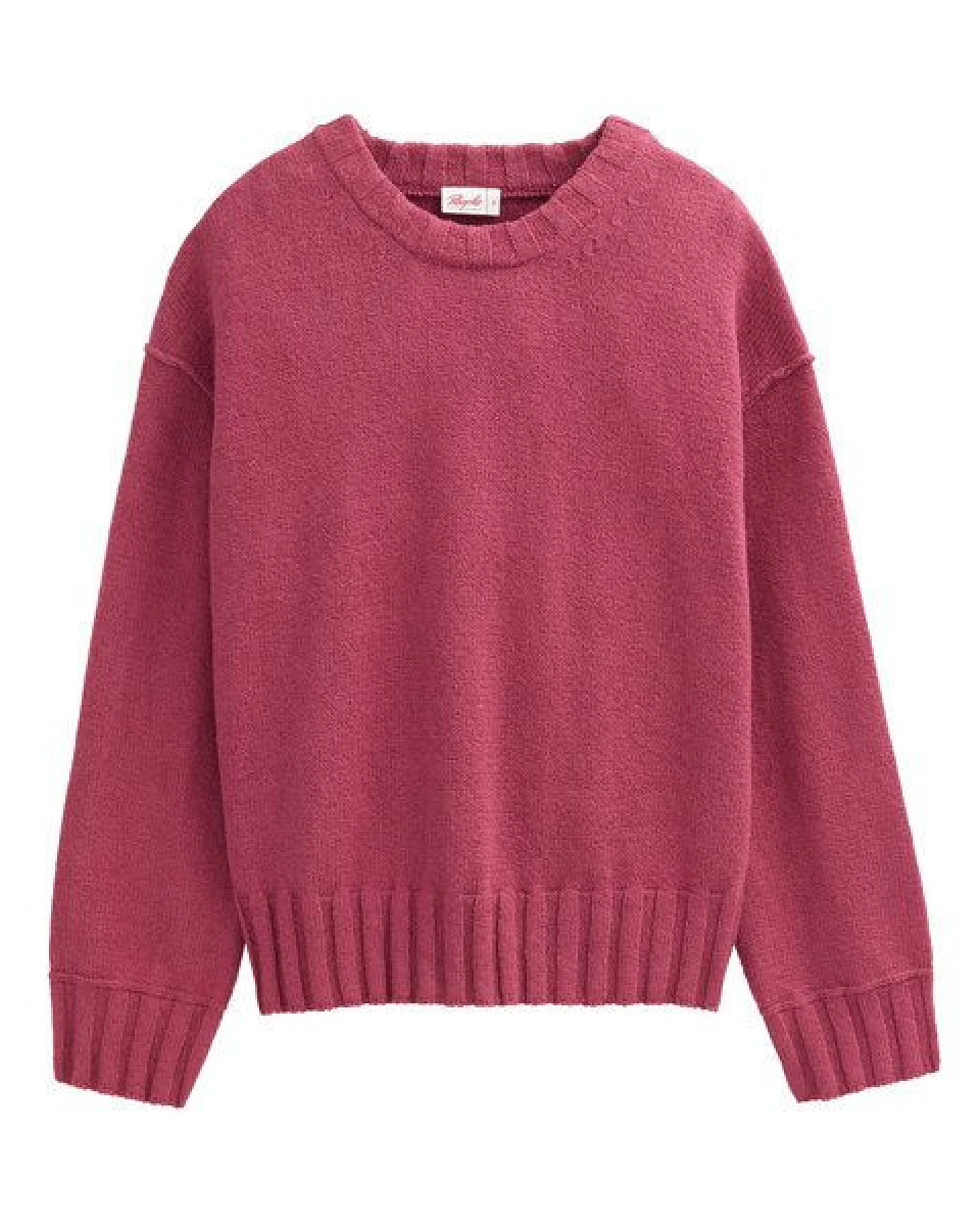 People Wear Organic Bouclèstrick Pullover, rot uni – Ansicht 3