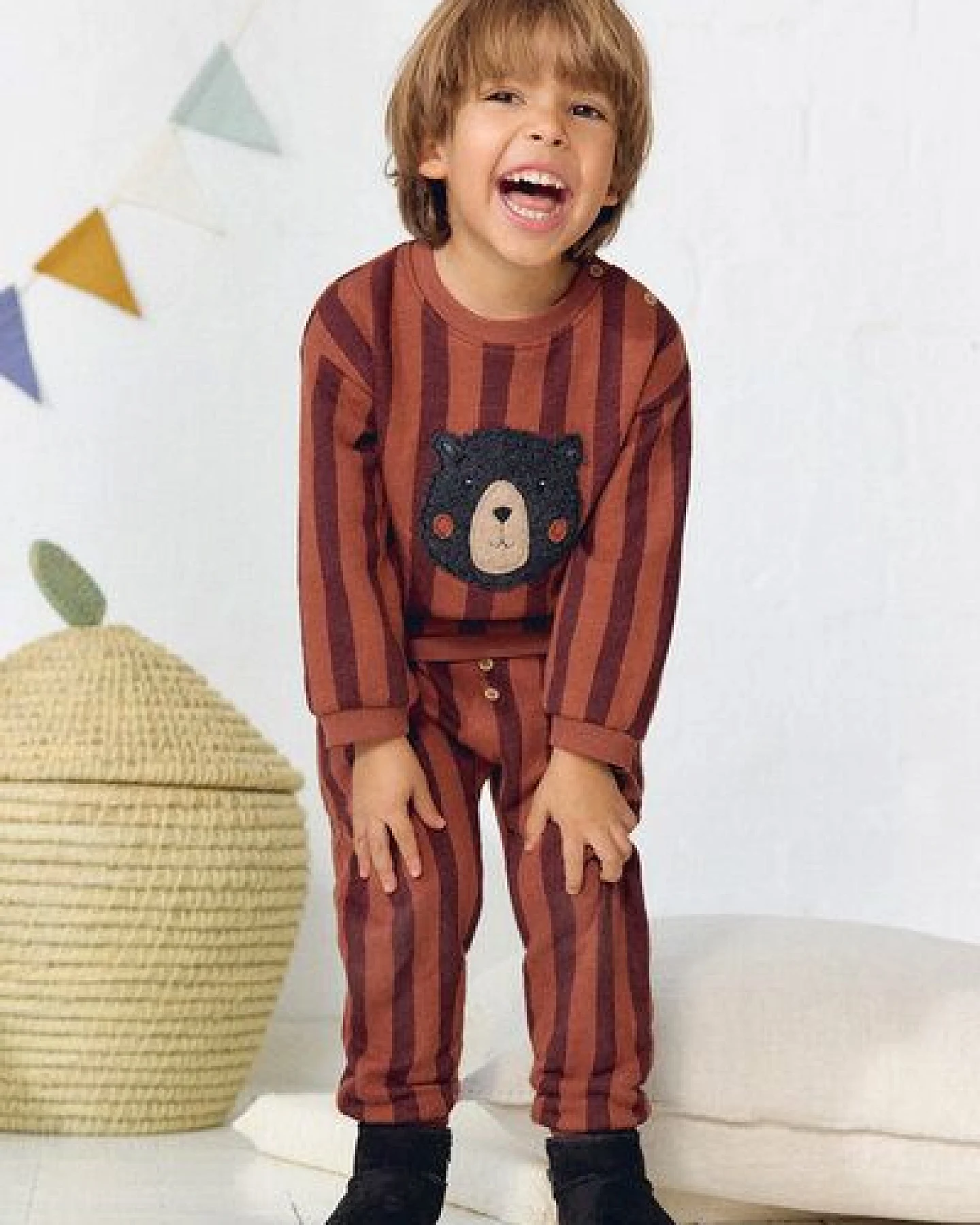 People Wear Organic Sweat Hose, braun gestreift – Ansicht 4