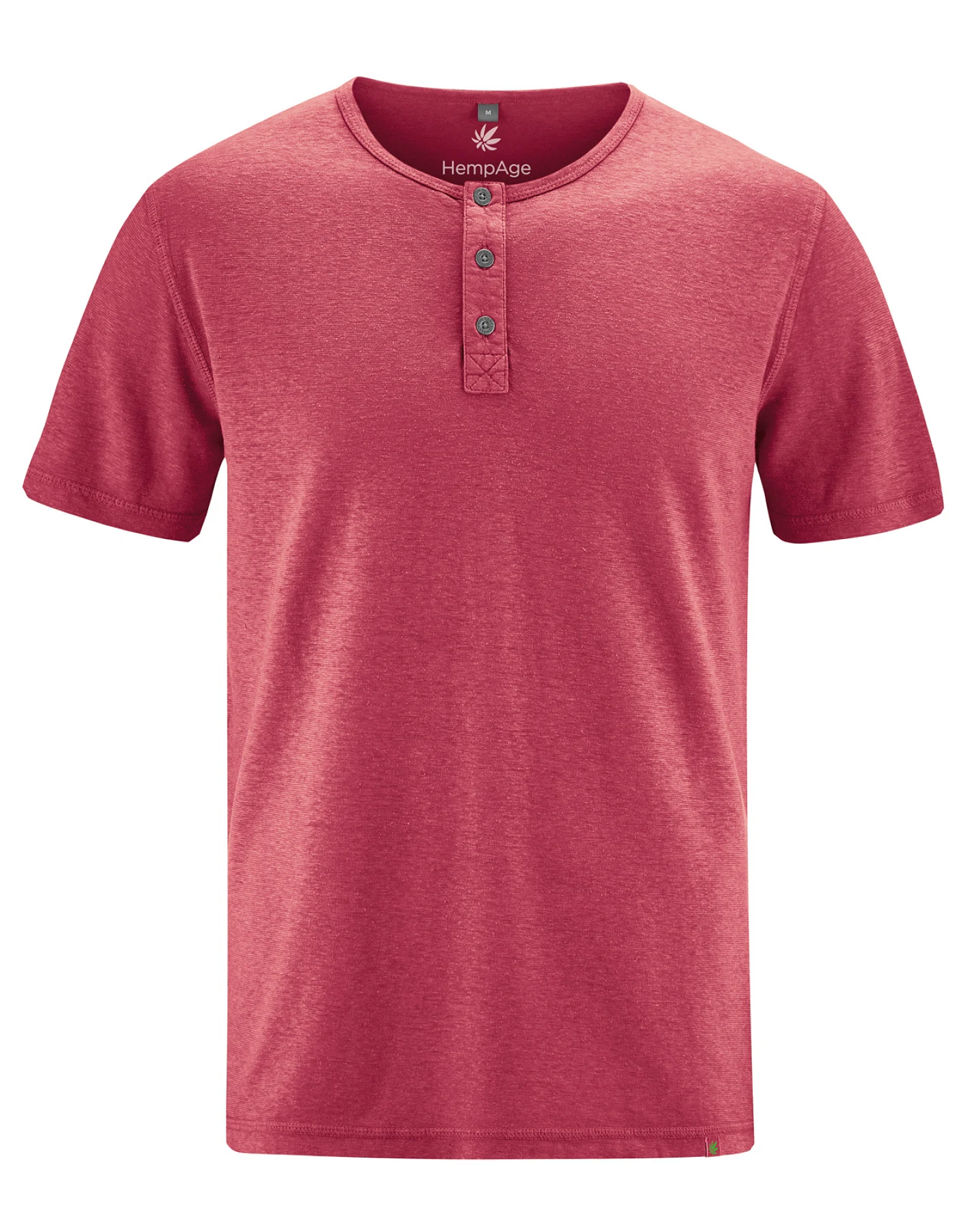 Hempage Herren vegan T-Shirt Henley Barolo Rosa – Ansicht 2