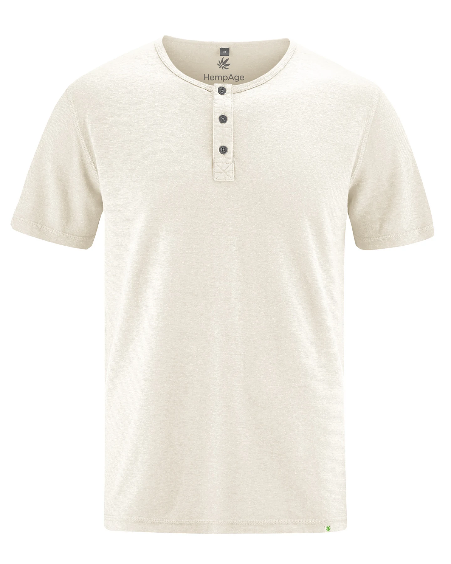 Hempage Herren vegan T-Shirt Henley Solid Off White – Ansicht 2