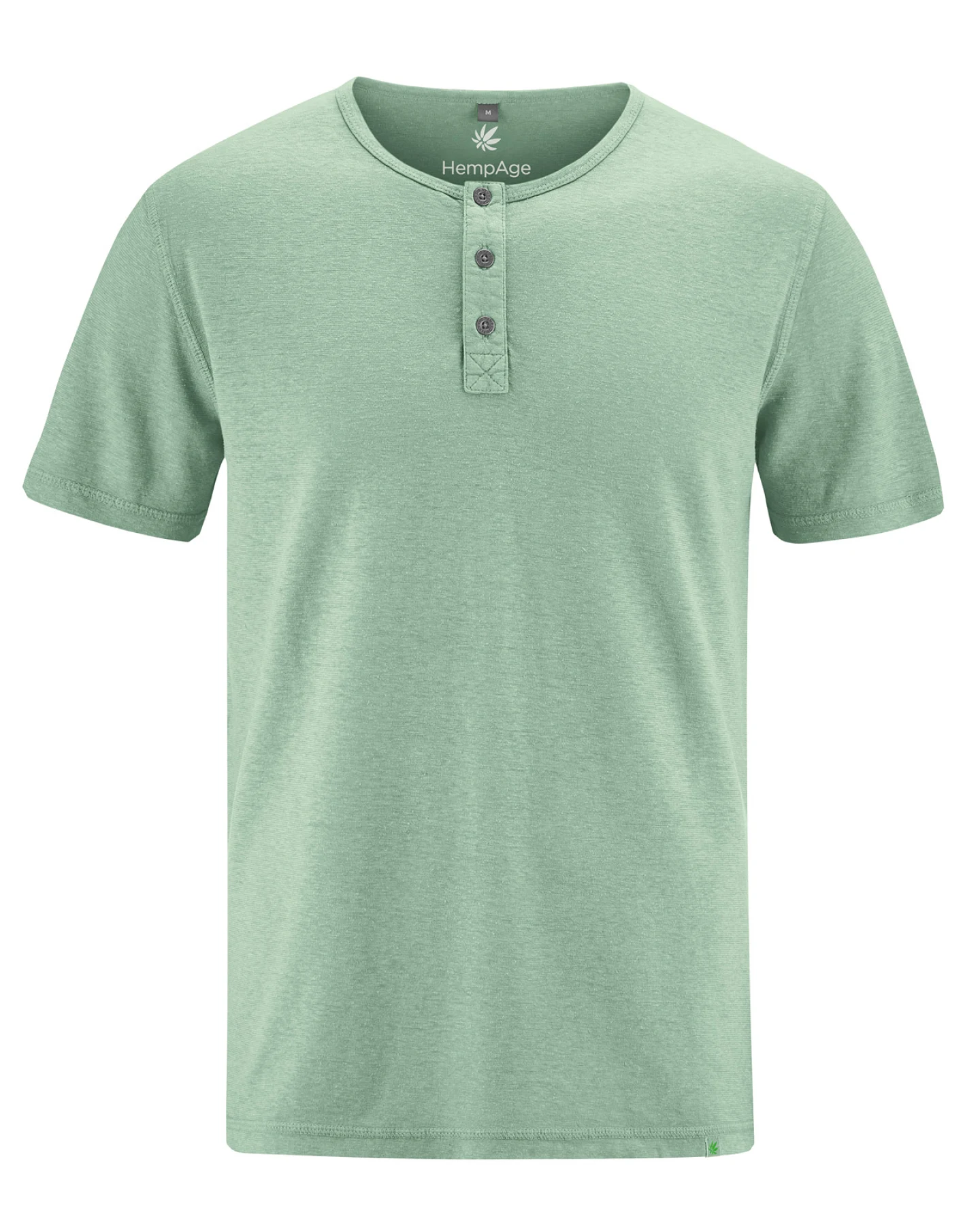 Hempage Herren vegan T-Shirt Henley Solid Mintgrün – Ansicht 2