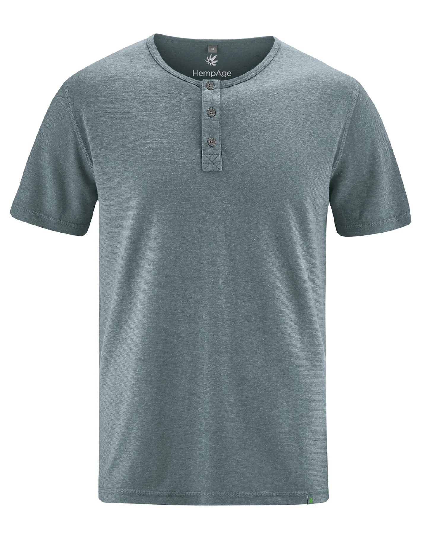 Hempage Herren vegan T-Shirt Henley Solid Titan – Ansicht 2
