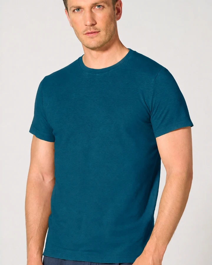 Hempage Herren vegan T-Shirt Slim Fit Meeresblau