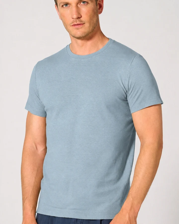 Hempage Herren vegan T-Shirt Slim Fit Aloe Blau