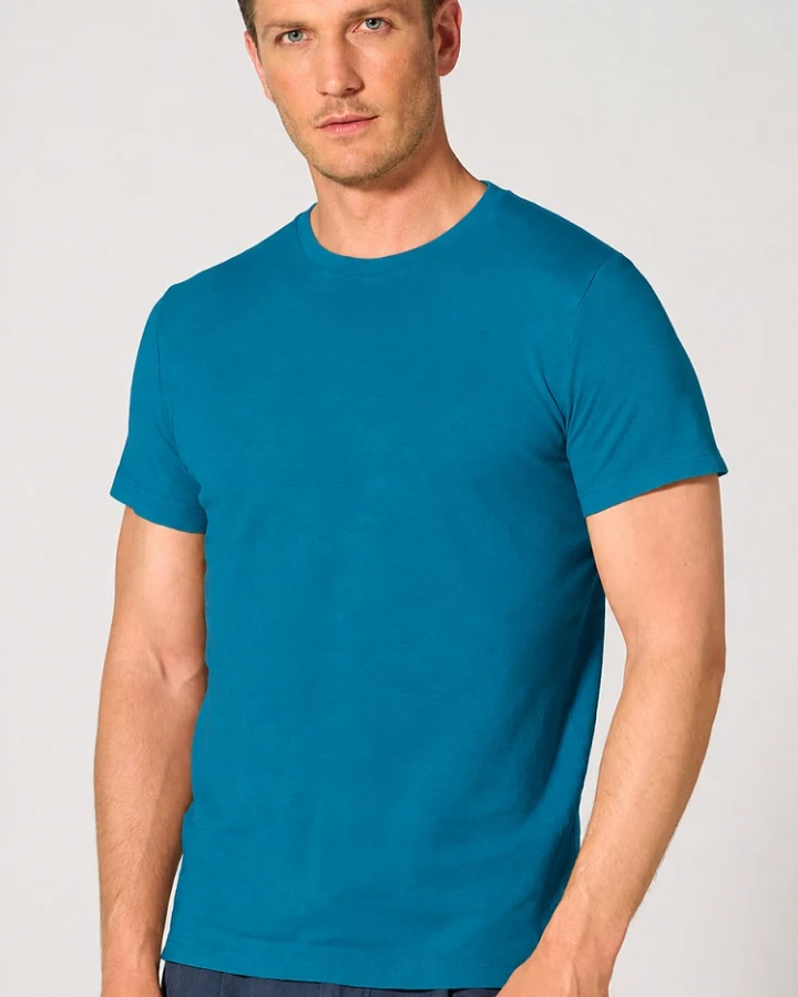 Hempage Herren vegan T-Shirt Slim Fit Azurblau