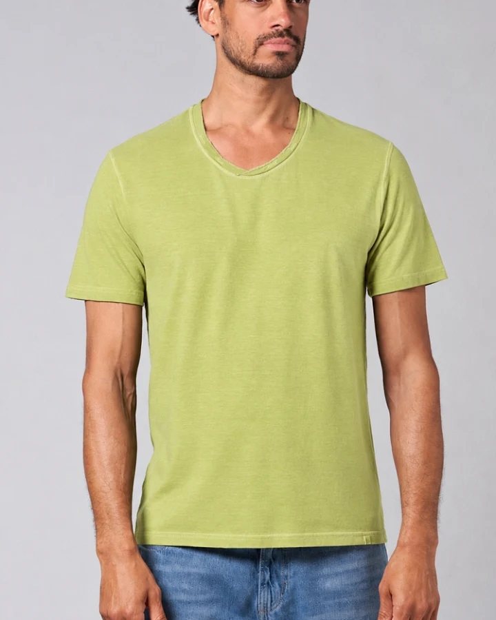 Hempage Herren vegan T-Shirt Rolled Up V-Neck Bamboo Grün