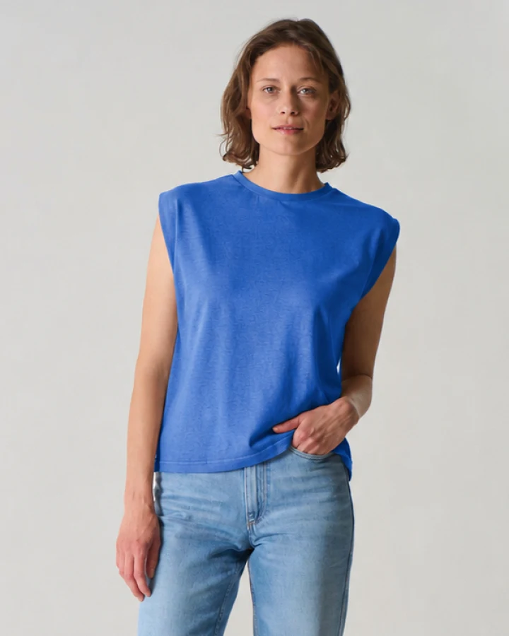 Hempage Damen vegan T-Shirt Ärmellos Royalblau