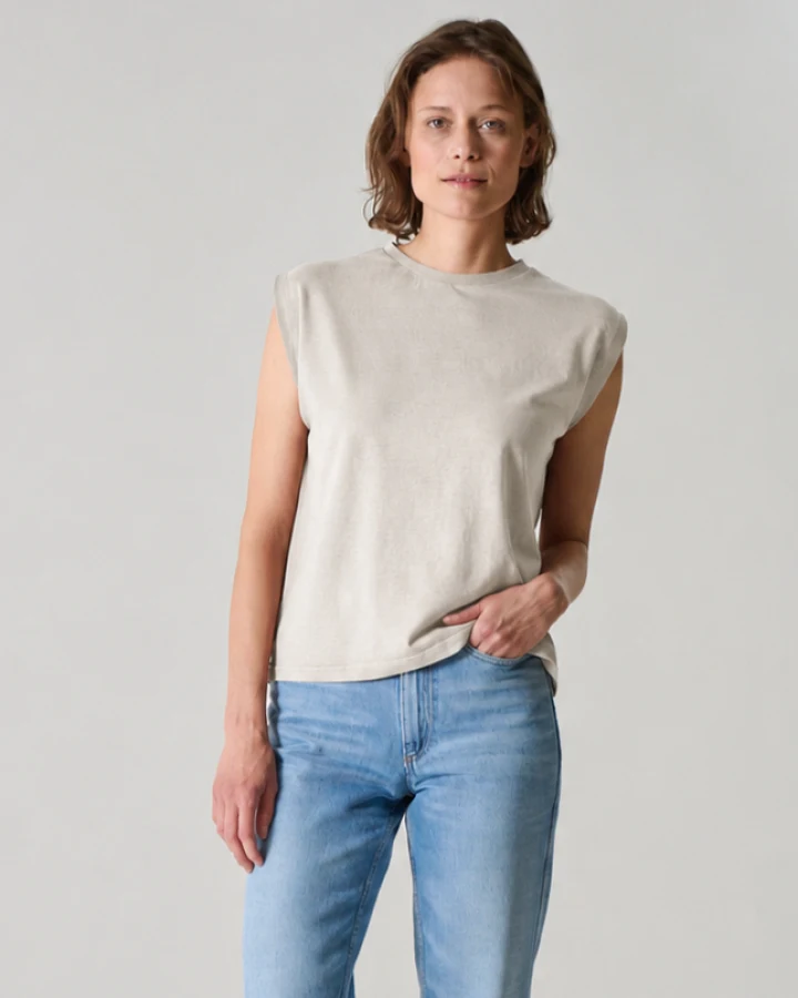 Hempage Damen vegan Ärmelloses T-Shirt Thistle Beige
