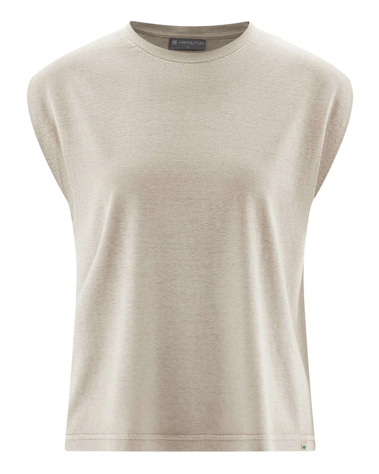 Hempage Damen vegan Ärmelloses T-Shirt Thistle Beige – Ansicht 2