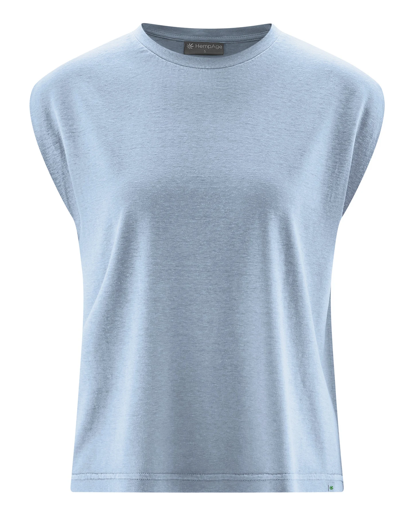 Hempage Damen vegan Ärmelloses T-Shirt Rauchblau – Ansicht 2