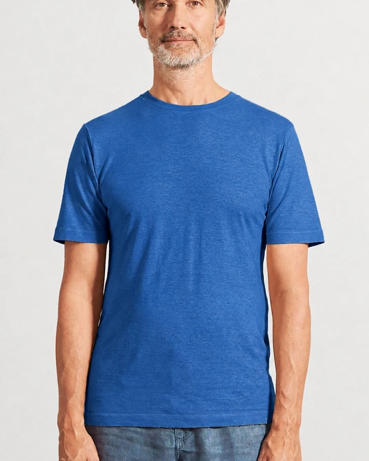 Hempage Herren vegan T-Shirt Slim Fit Royalblau