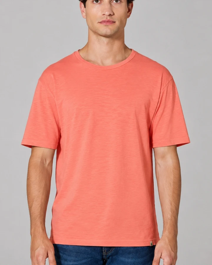 Hempage Herren vegan T-Shirt Slub Jersey Pfirsich